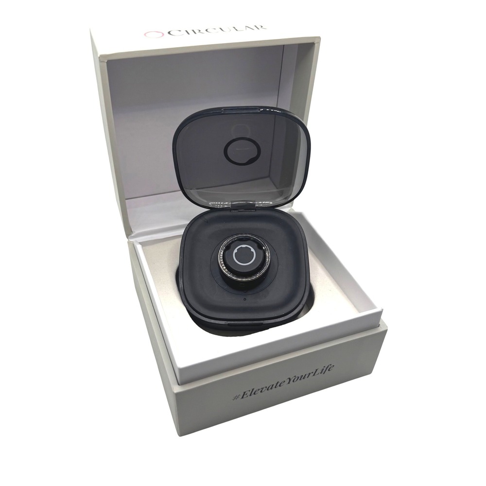 Circular Smart Ring 2 Black Health Fitness Tracker Size 8 w/ Charging Case